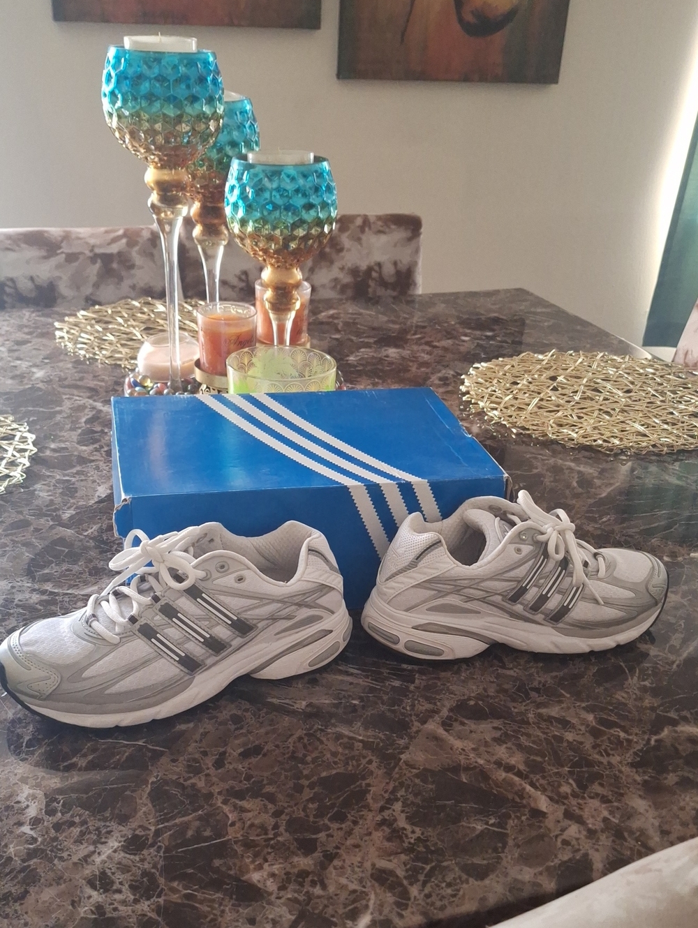 adidas White and Silver Athletic Sneakers